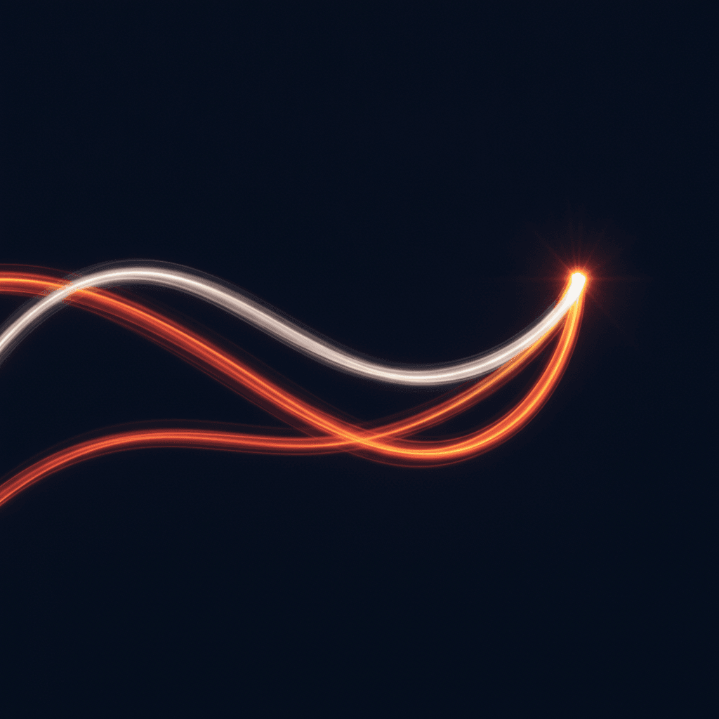 Three light streams converging, representing voice, SMS and WhatsApp